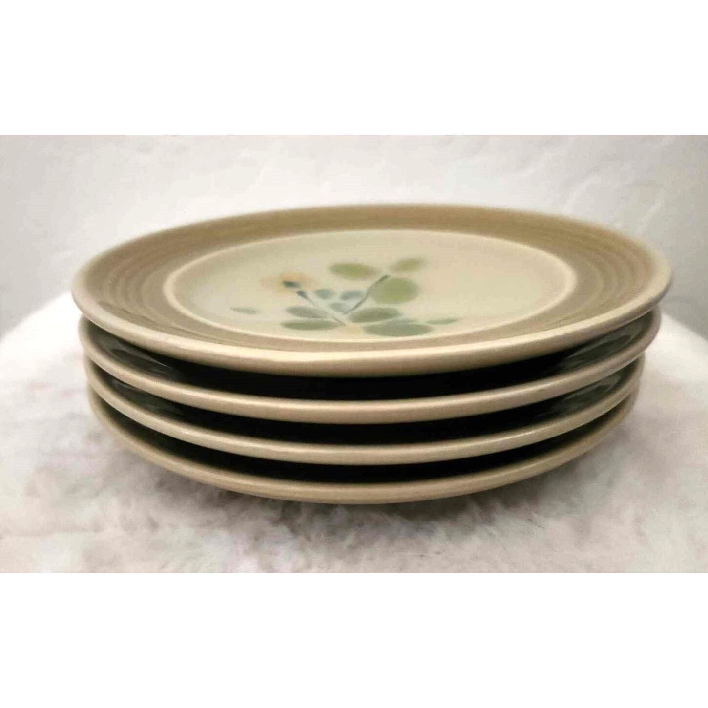 Vintage Set of 4 Franciscan Earthenware Green Pebble Beach Bread Plates 6 5/8”