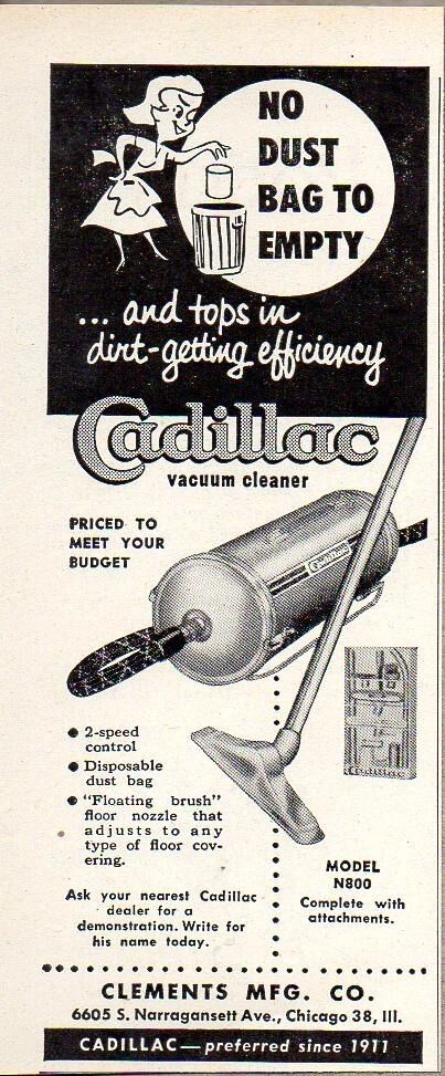 1953 Print Ad Cadillac Vacuum Cleaners Clements Mfg Chicago,IL