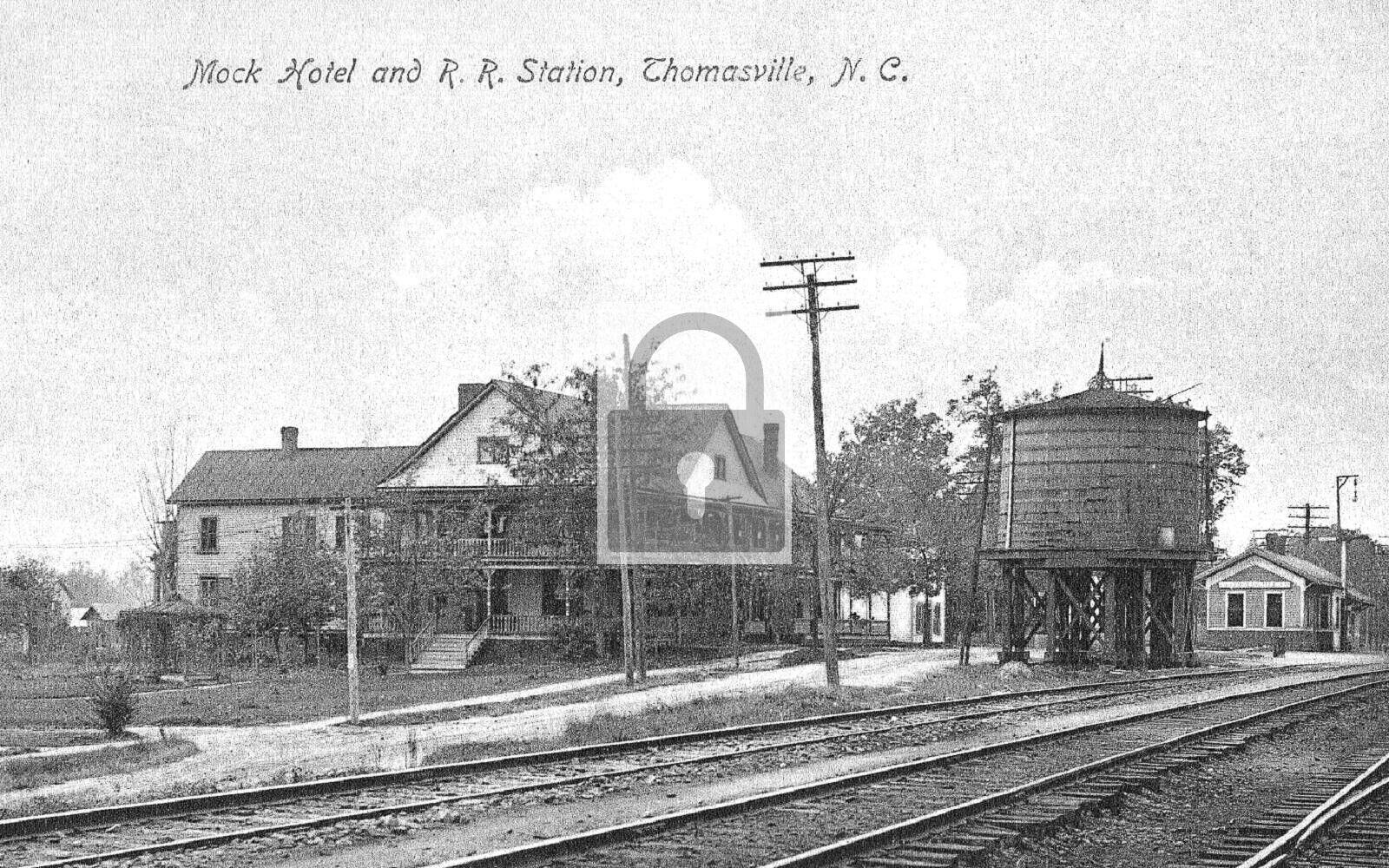 Mock Hotel & Railroad Station Thomasville North Carolina NC Reprint Postcard