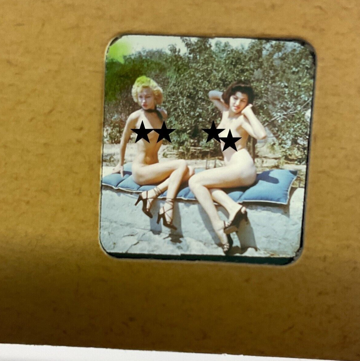 VTG c1950s Original 3D Stereo Realist Pinup Slide Female Nude 2 Woman Model #201
