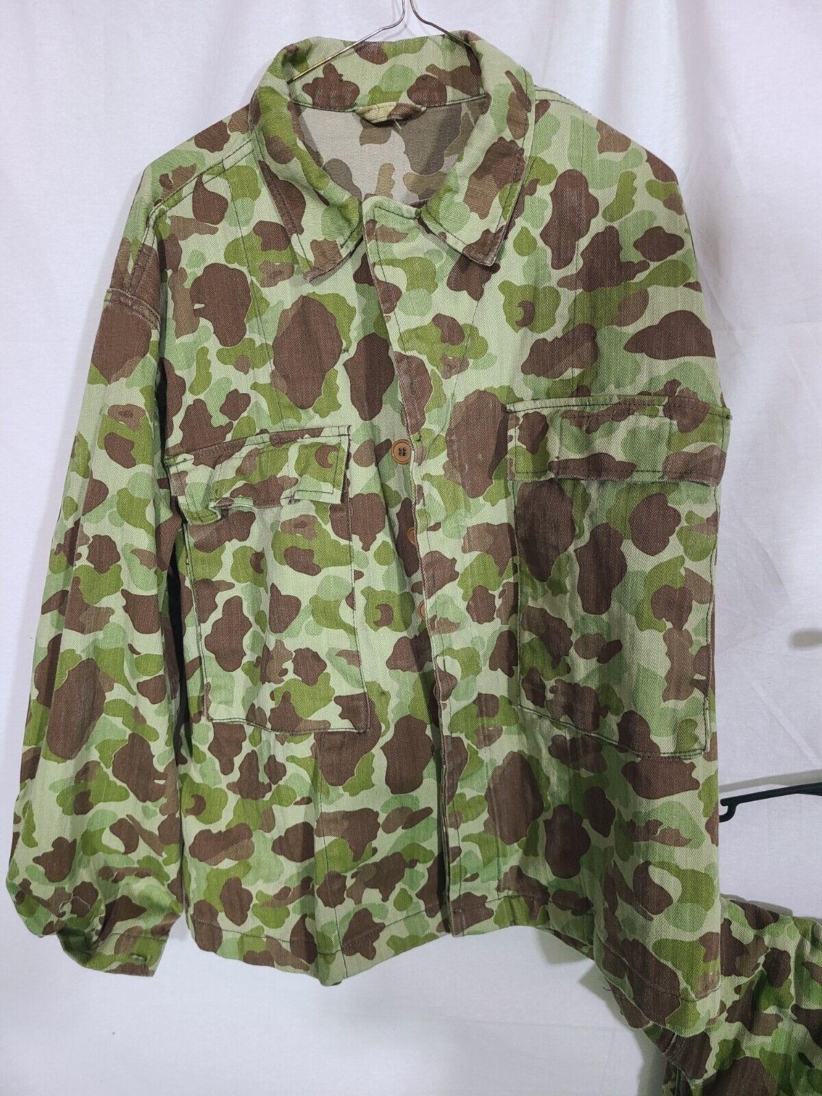Repro 1943 US Army WW2 HBT Reverse Frogskin Camo Jacket - Marked