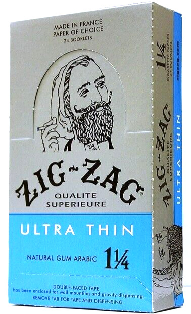Zig Zag Ultra Thin 1 1/4 Rolling Papers 24 Booklets Per Box (1 Free Lighter)