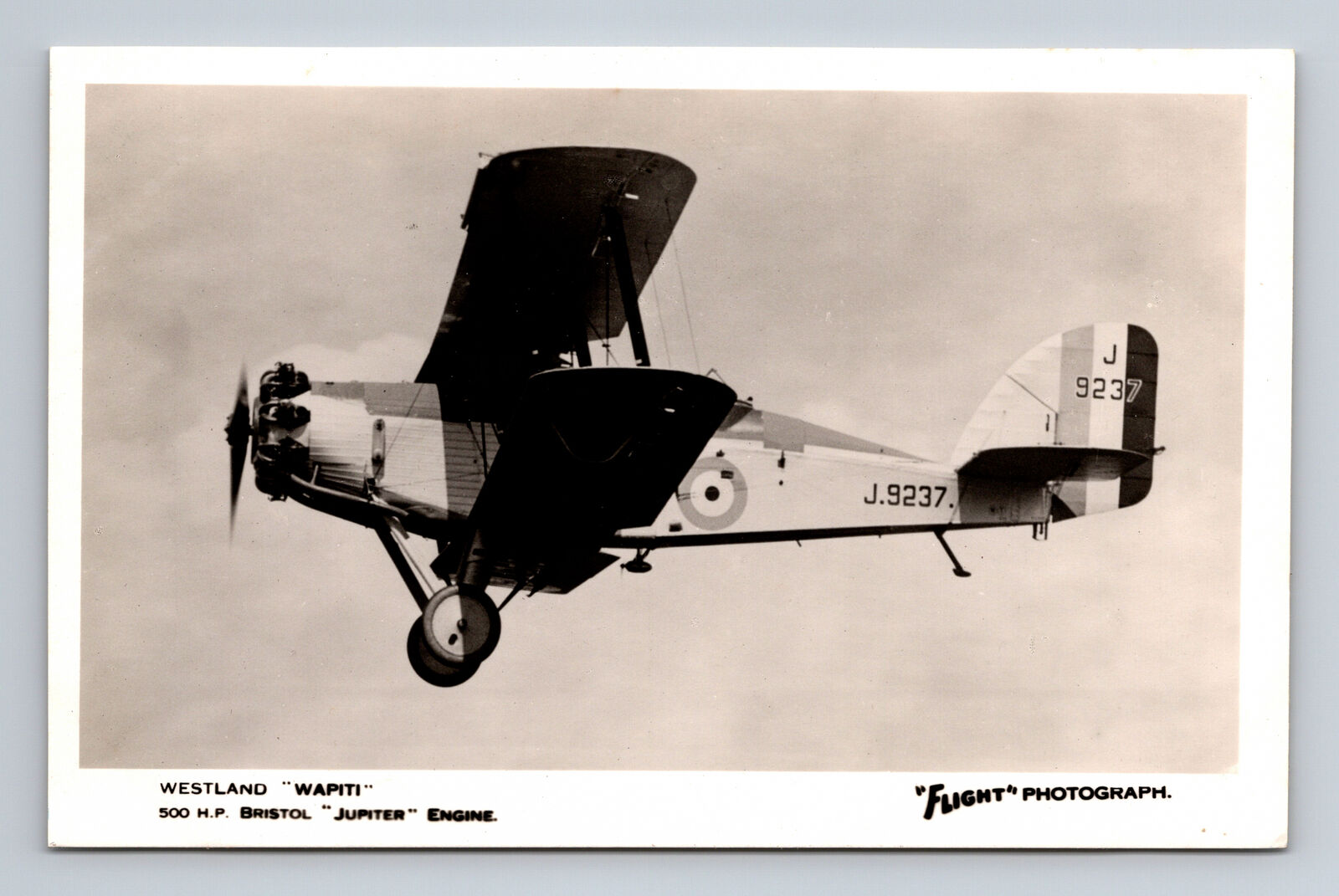 RPPC RAF Westland Wapiti Biplane FLIGHT Photograph Postcard