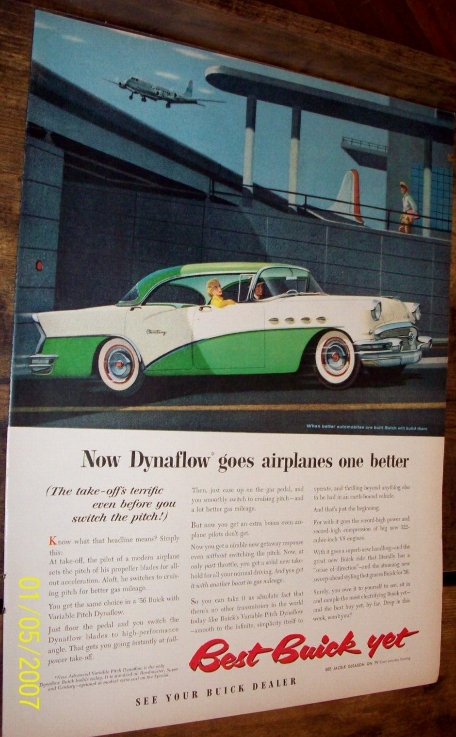 1956 Buick at airport original large-mag car ad