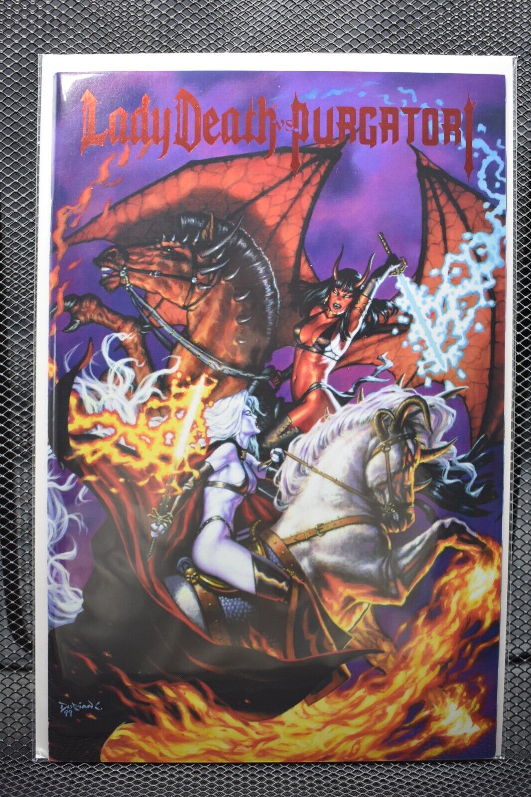 Lady Death vs Purgatori #1 Red Foil Logo Variant Chaos 1999 Brian Pulido 9.0
