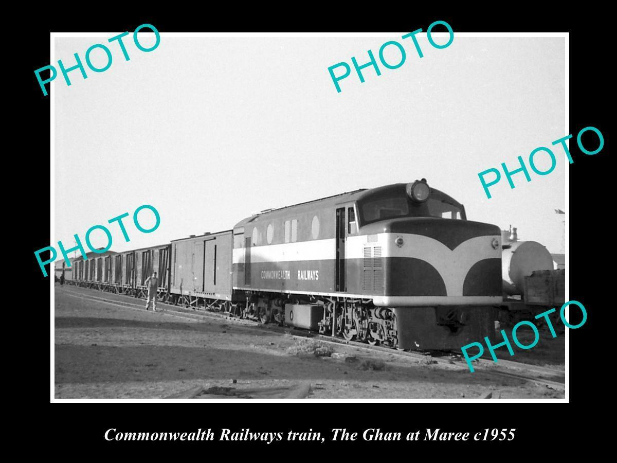 OLD LARGE HISTORIC PHOTO COMMONWEALTH RAILWAYS TRAIN, THE GHAN AT MAREE 1955