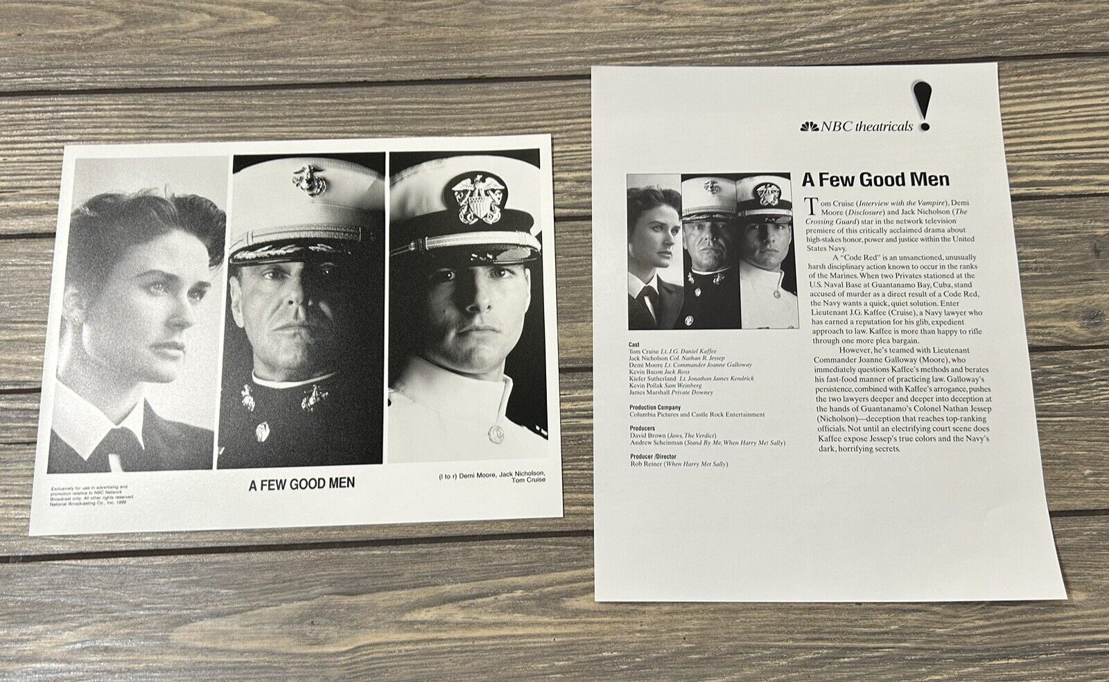 Vintage NBC Theatricals A Few Good Men Photo and Fact Sheet