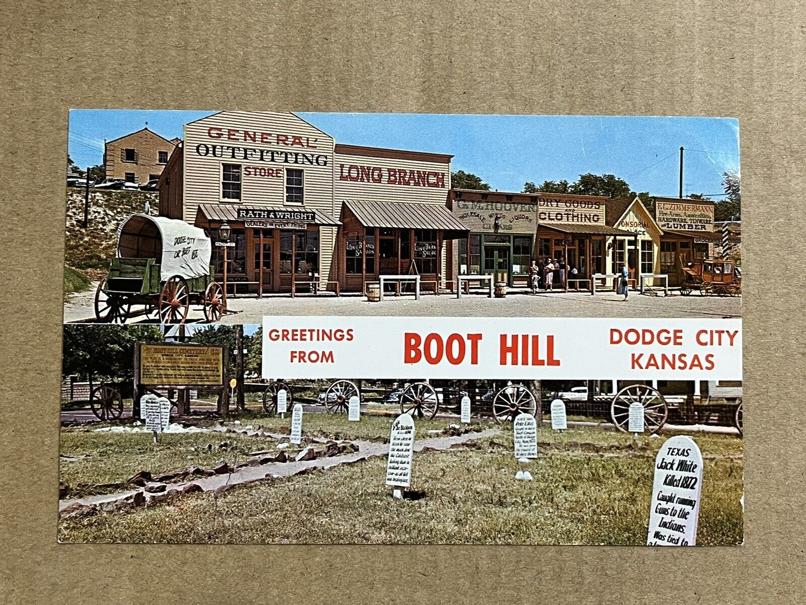 Postcard Boot Hill Dodge City Kansas Multiview Greeting Vintage PC
