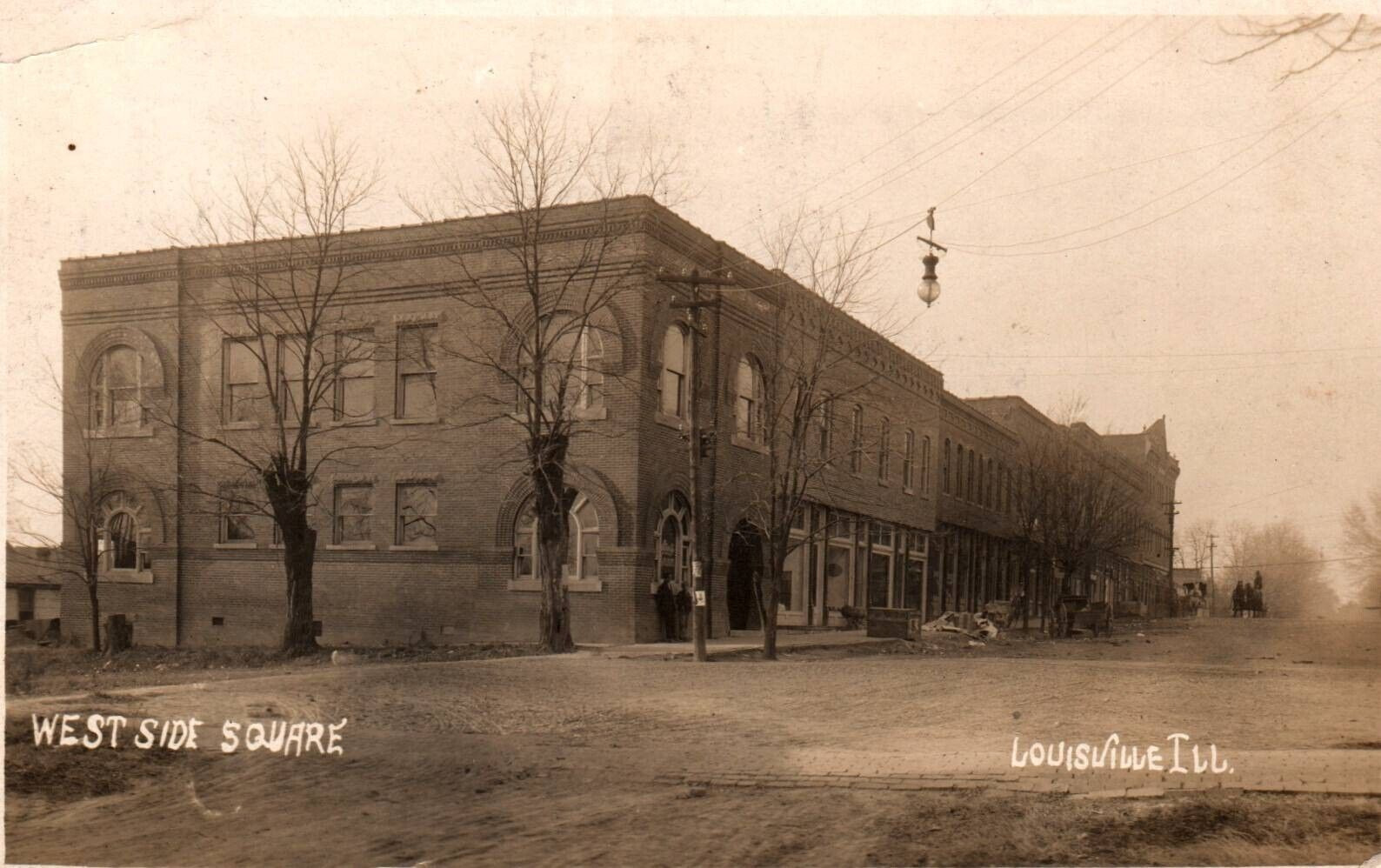West Side Square Louisville Ill. RPPC Vintage 1911 Postcard