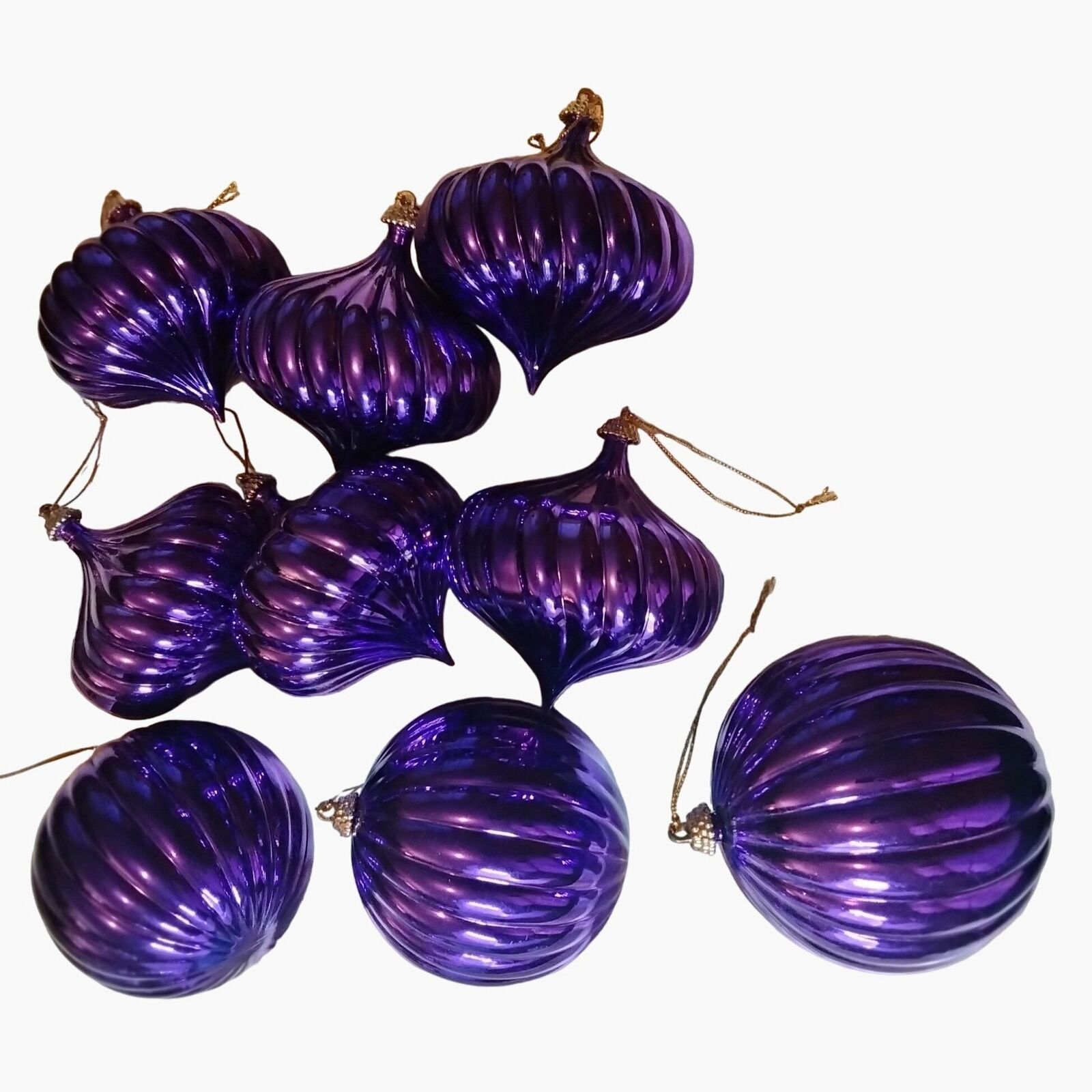 Purple Shatterproof Christmas Ornaments Large shiny Royal lot 9
