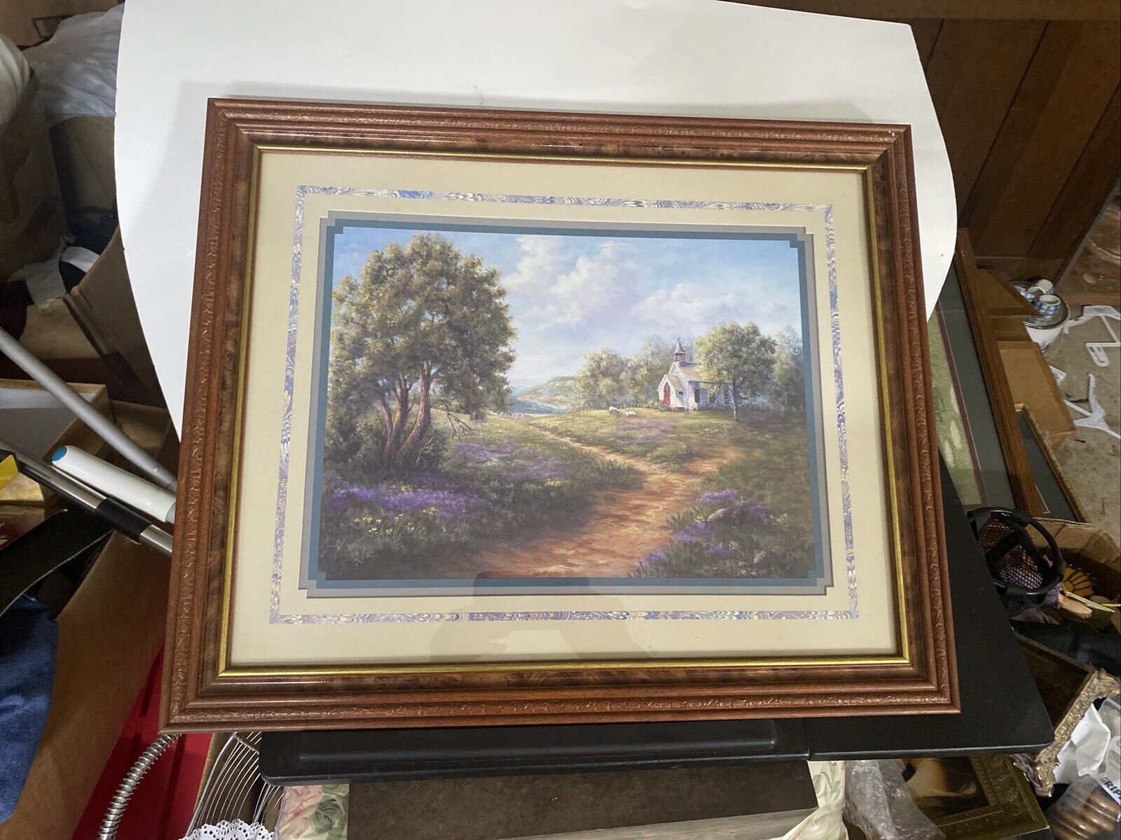 Vintage Church And Country Scenery Lithograph