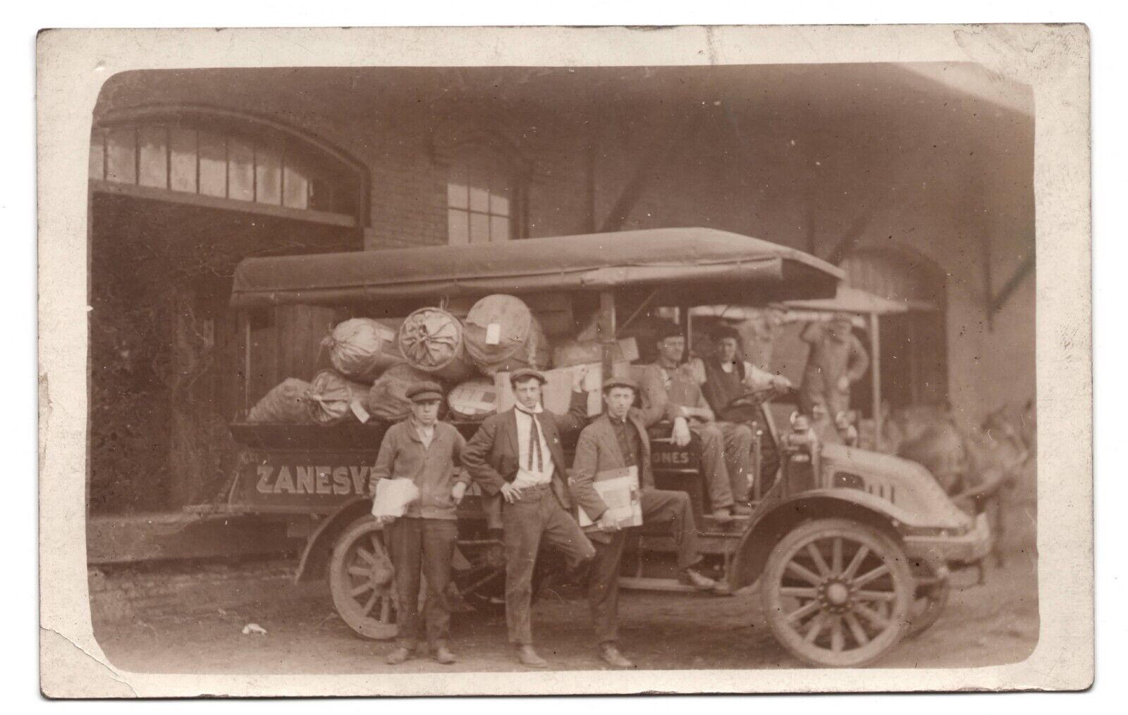 1910s RPPC Delivery Truck Horses Date Zanesville Ohio Real Photo Postcard VTG