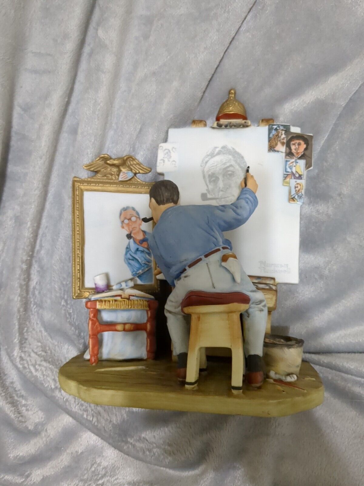 Norman Rockwell Triple Self Portrait Ceramic Figurine GOEBEL Collectible 