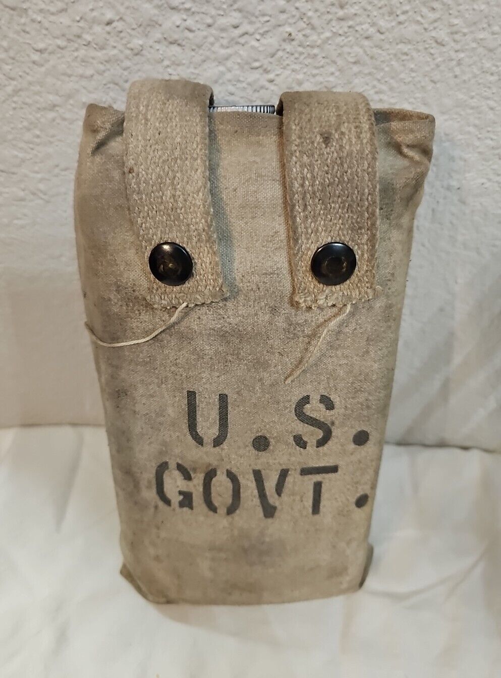 Vintage U.S Govt. Canvas Bag With Water Bottle 