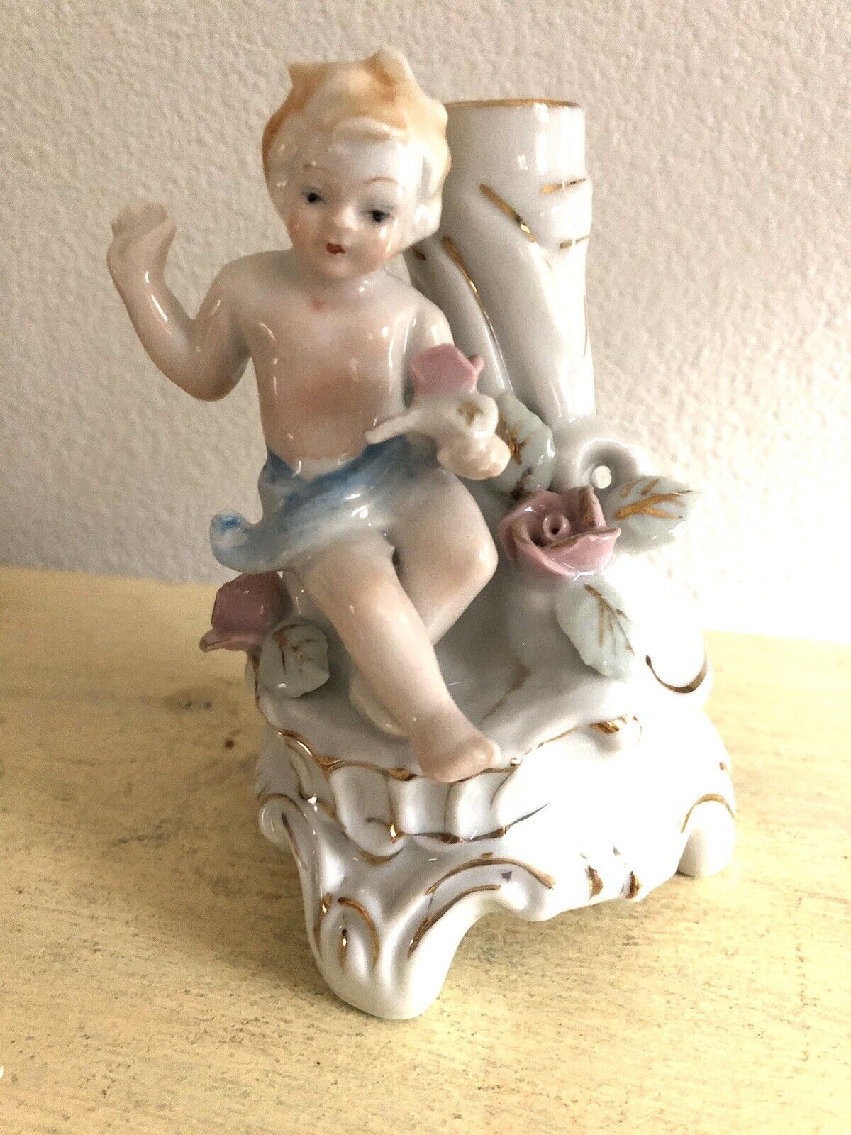 Vintage Baby / Child Flower Bud Vase Bone China Figurine