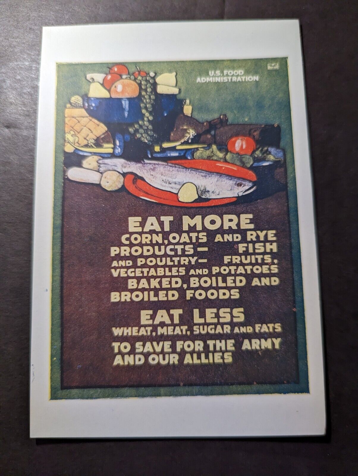 Mint France WWI Postcard US Food Administration Eat More Eat Less Save for Army