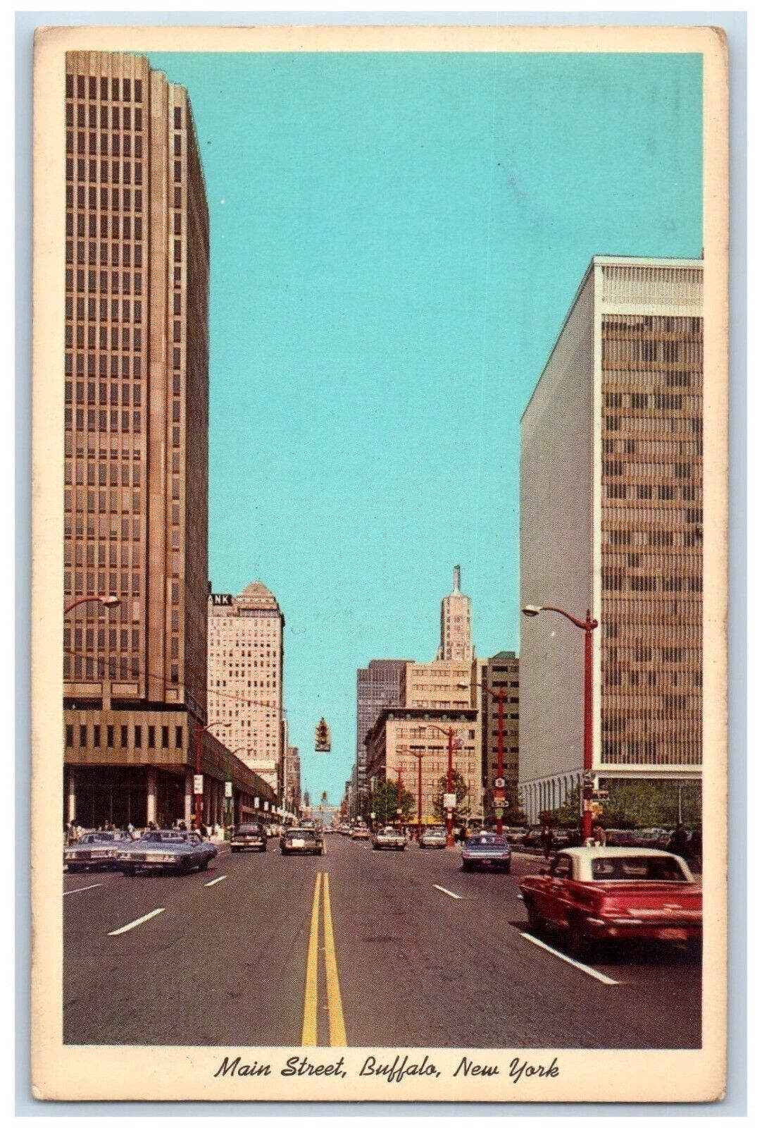 1975 View Of Downtown Main Street M&T Plaza Buffalo New York NY Posted Postcard