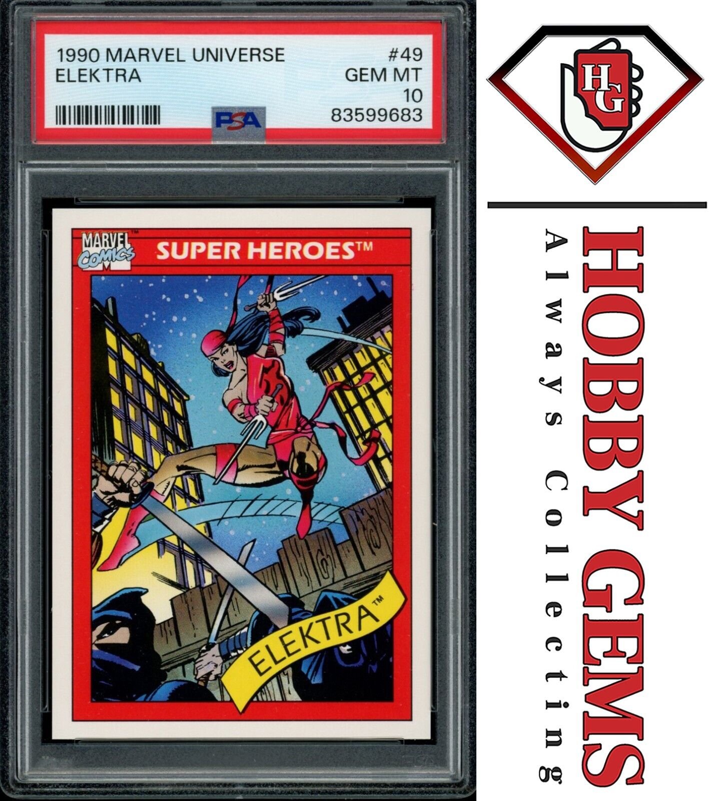 ELEKTRA PSA 10 1990 Skybox Marvel Universe #49 C2