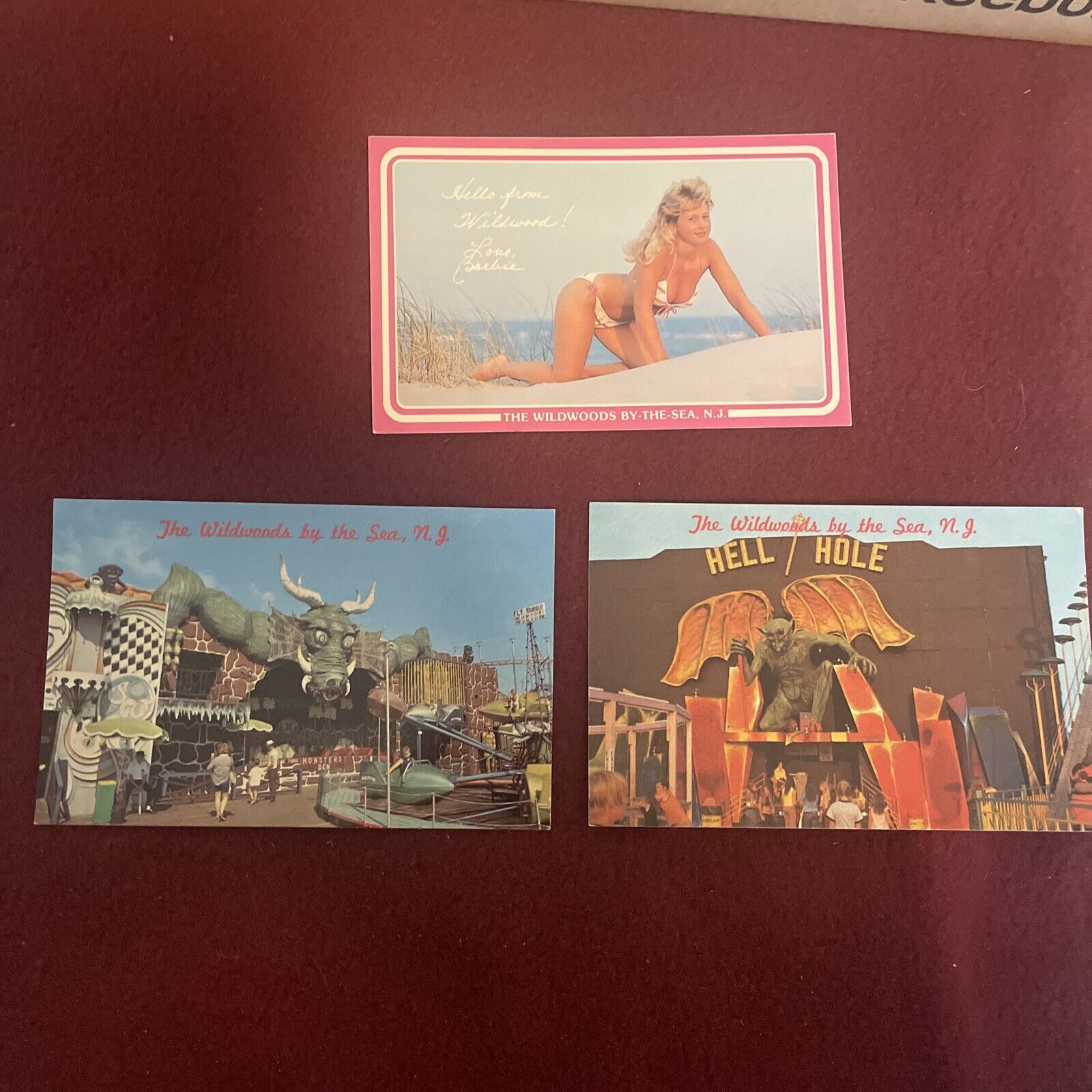 Three Postcards Wildwood Nj Mid 1980s