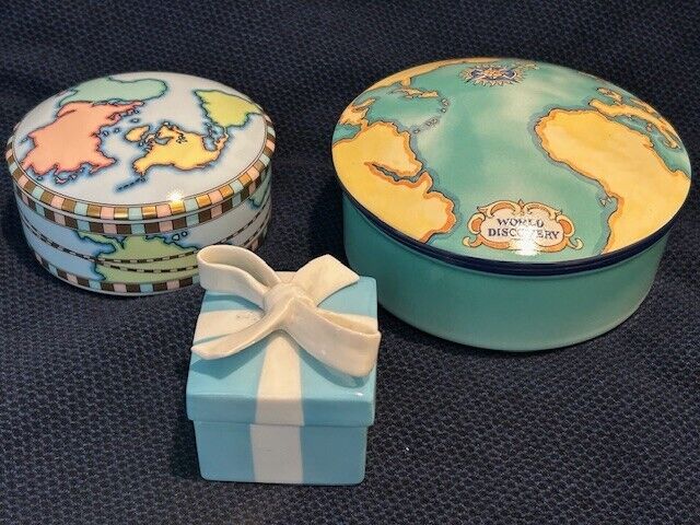 Tiffany & Co. 3 Ceramic Boxes Collectibles No Original Box.-E285