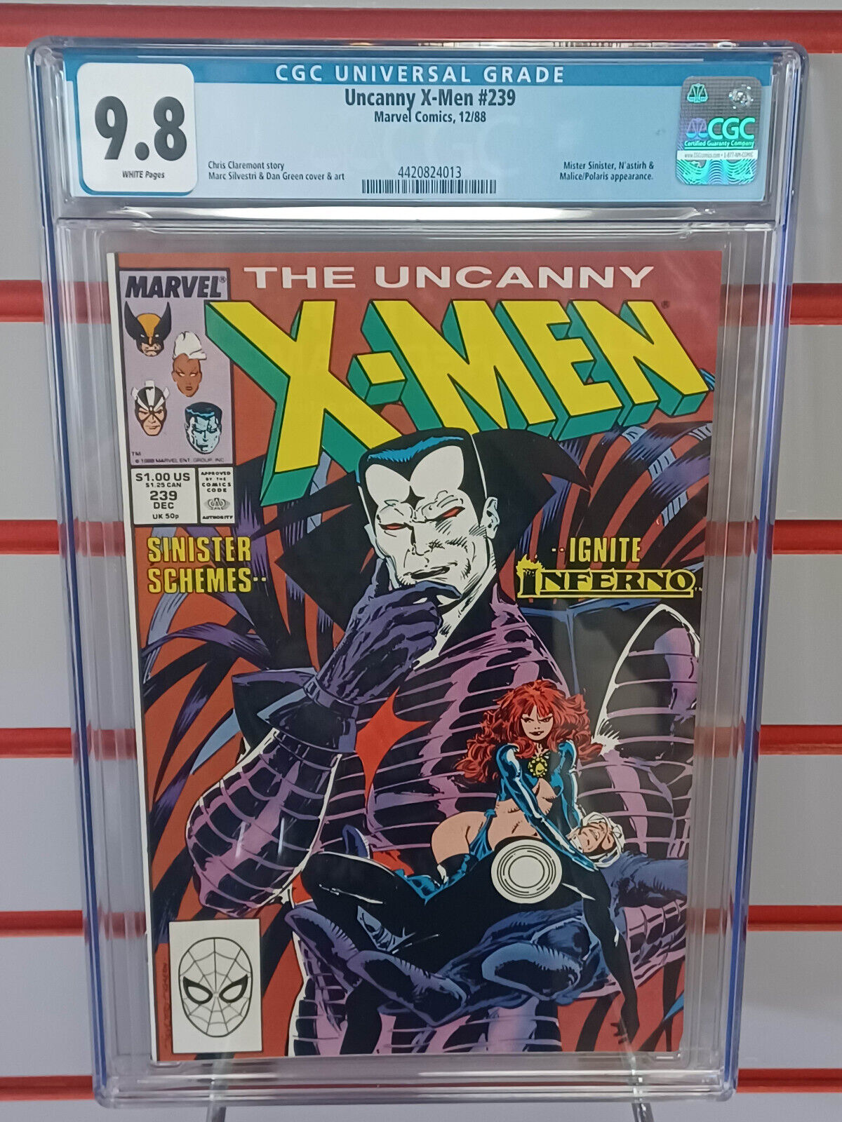 UNCANNY X-MEN #239 (Marvel Comics, 1988) CGC Graded 9.8  ~SINISTER ~WHITE Pages