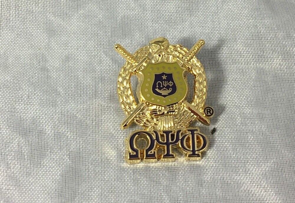 Omega Psi Phi Fraternity Crest with 3 Greek Letter Lapel Pin-New