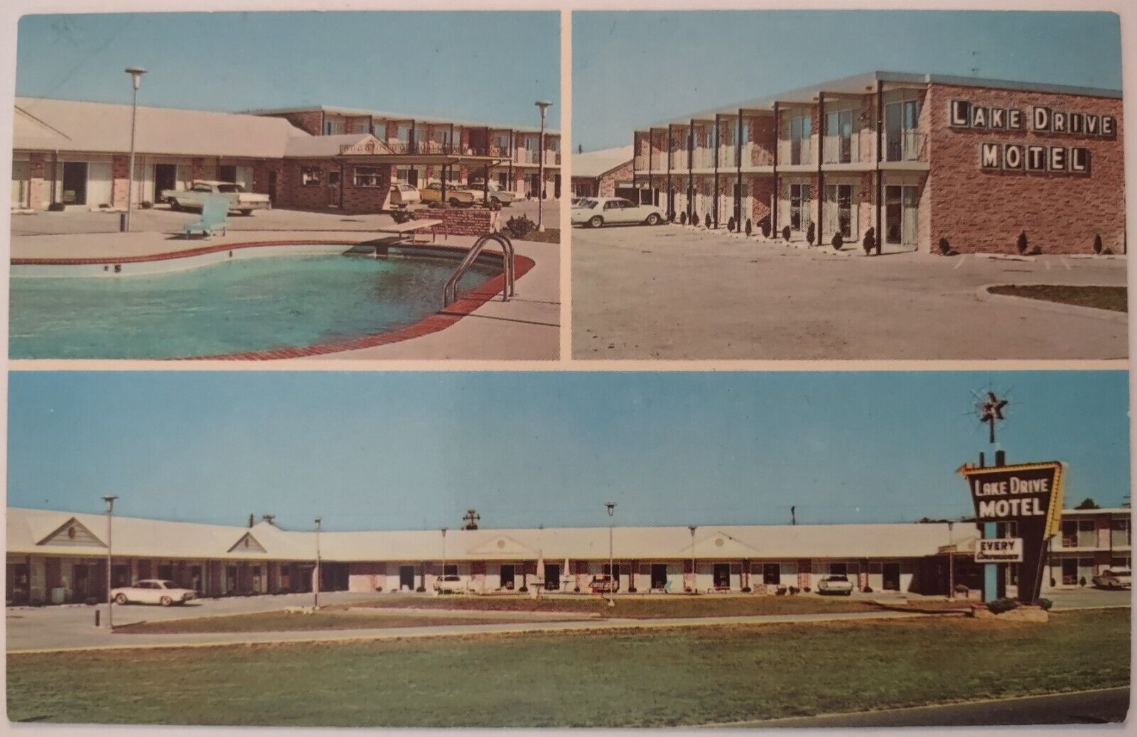 Vintage Postcard Lake Drive Motel Henderson North Carolina AA44