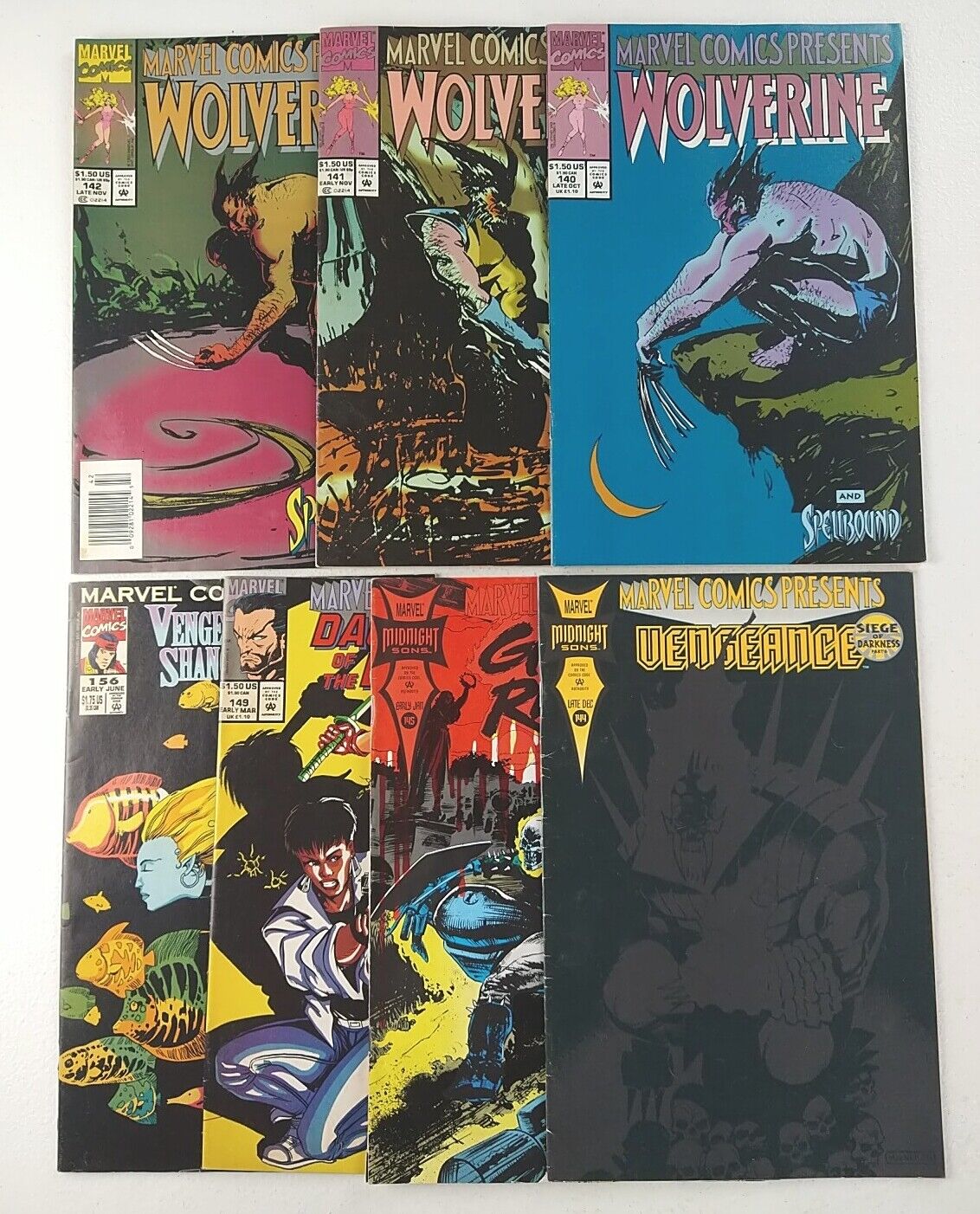 Marvel Comics Presents Wolverine #140 141 142 144 145 149 156 Lot (1993)