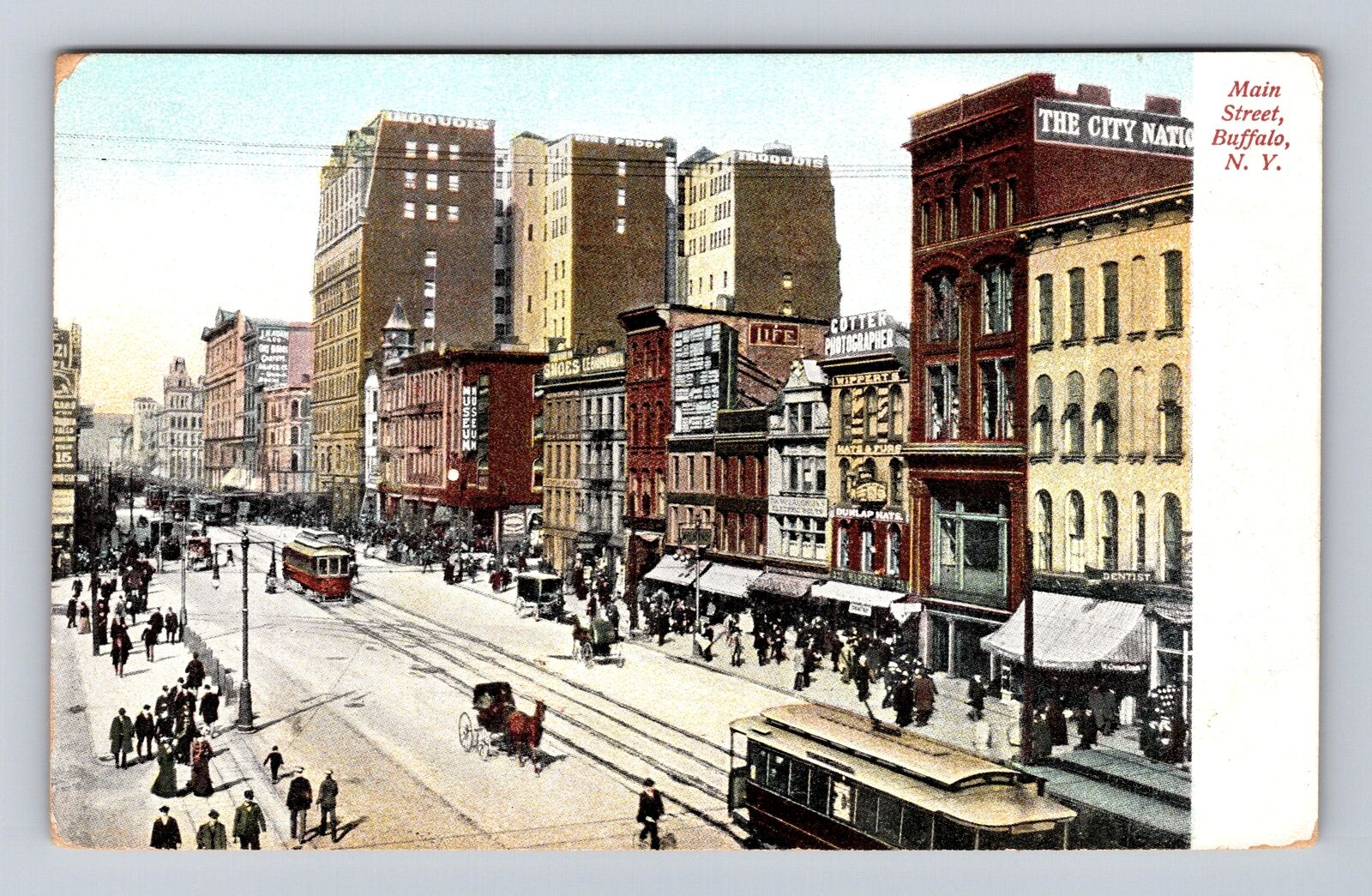 Buffalo NY- New York, Main Street, Advertisement, Antique, Vintage Postcard