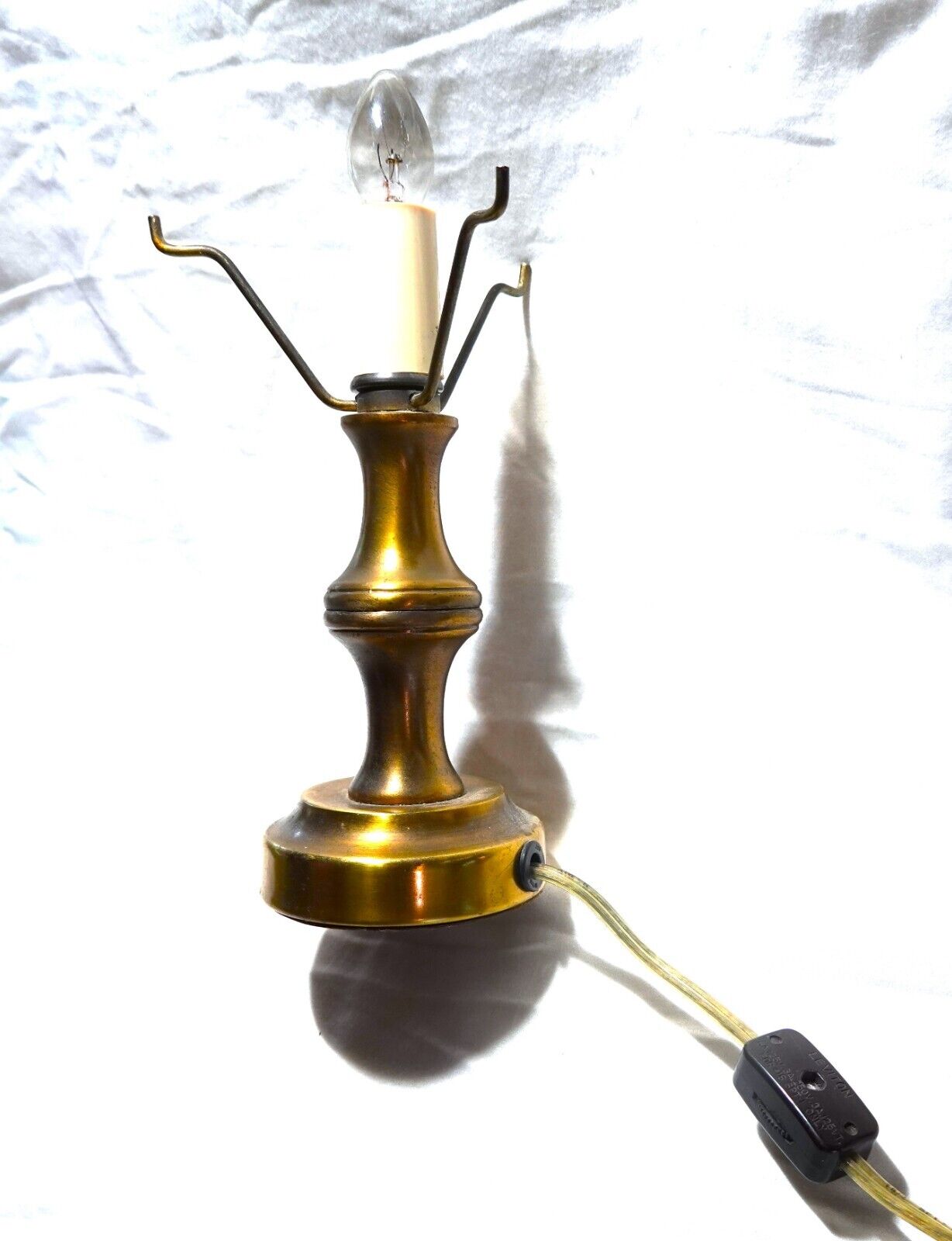 Vintage Solid Brass Electric Desk Boudoir Candlestick Lamp Base 8.75\