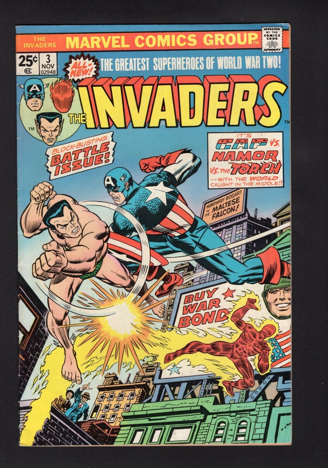 The Invaders #3 Vol. 1 1st Full Appearance of U-Man/Merrano Marvel Comics \'75 FN