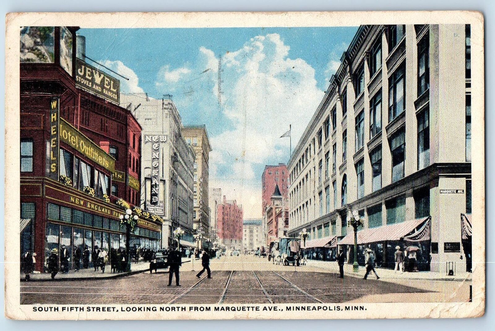 Minneapolis Minnesota Postcard South 5th St. Looking North From Marquette 1918