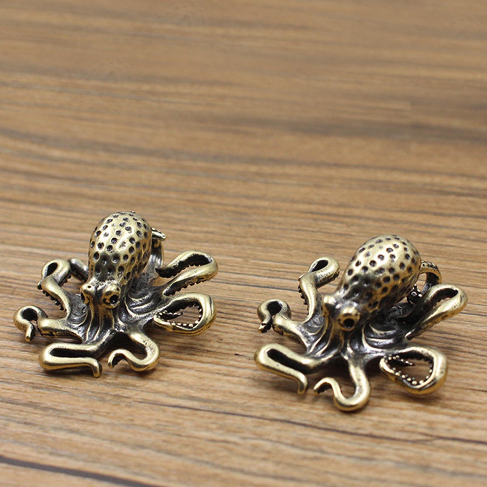 Brass Octopus Figurines Small Statue Home Ornaments Gift Animal