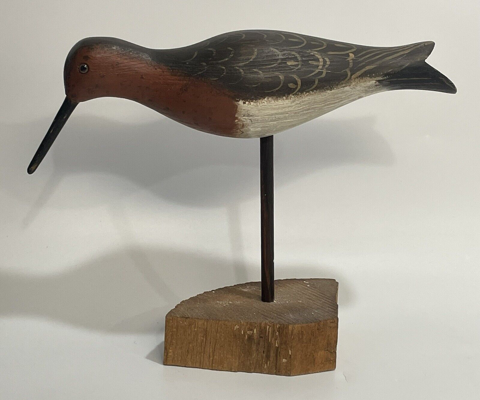 WILLIAM E. KIRKPATRICK WEK Signed Wooden Carved & Painted Shorebird Decoy