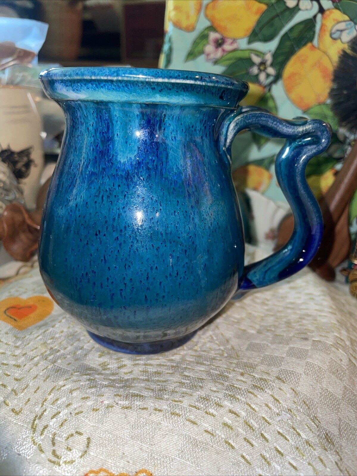 CE Studio Pottery Renaissance Festival Handmade Mug Blue/ Teal Glaze