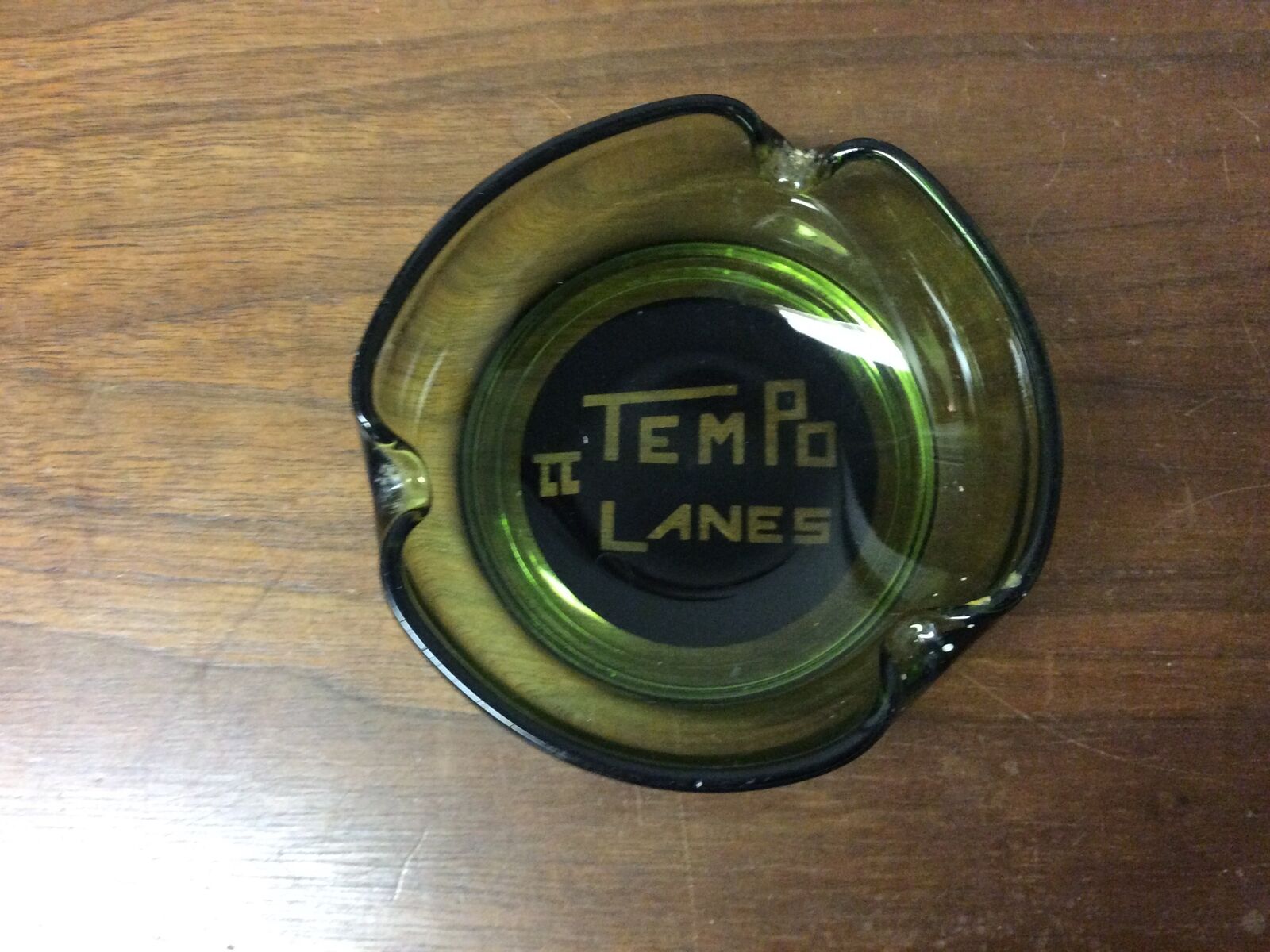 Vintage Ashtray From Tempo Lanes In Union City Indiana Green