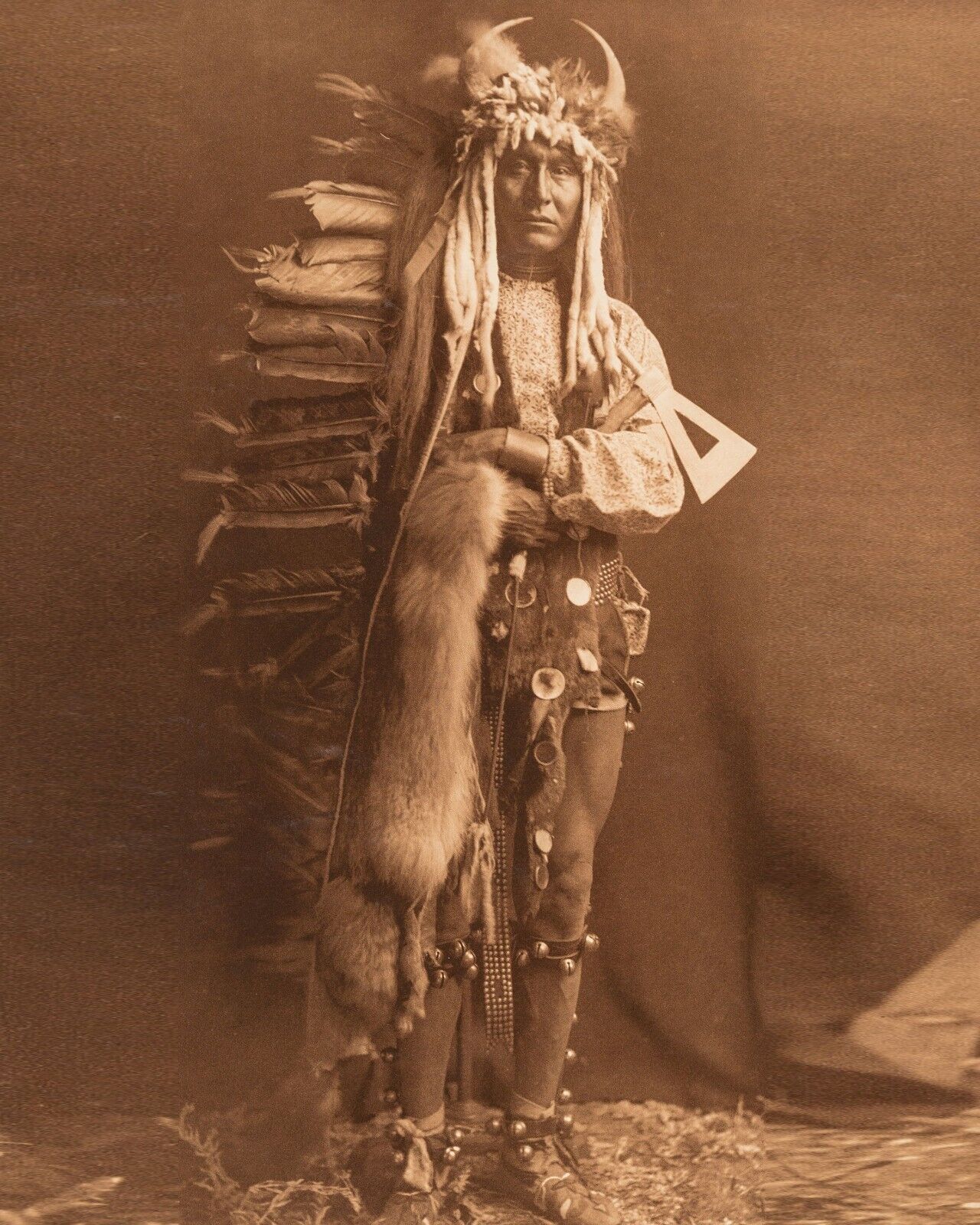 Native American Indian  Chief  Unknown Dressed Up Vintage old photo 8X10 Rare