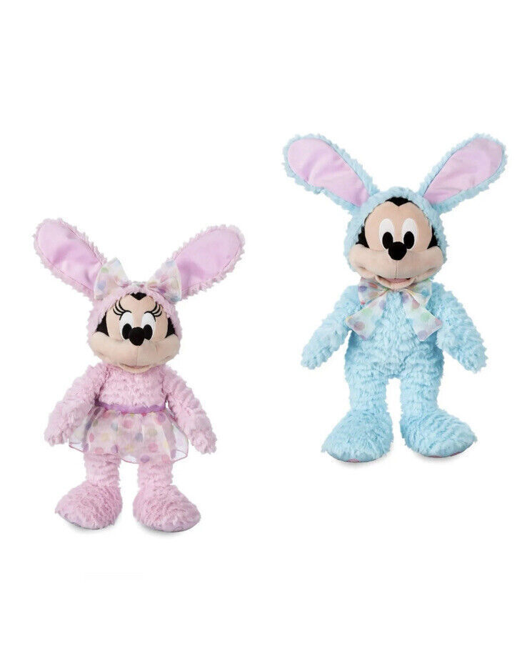 Disney 2022 Authentic Mickey Minnie Mouse Plush Easter Bunny 19\'\' Set of 2 