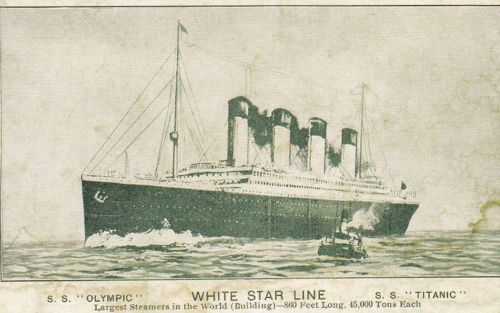 Vintage White Star Line - SS Titanic & SS Olympic POSTCARD Reprint