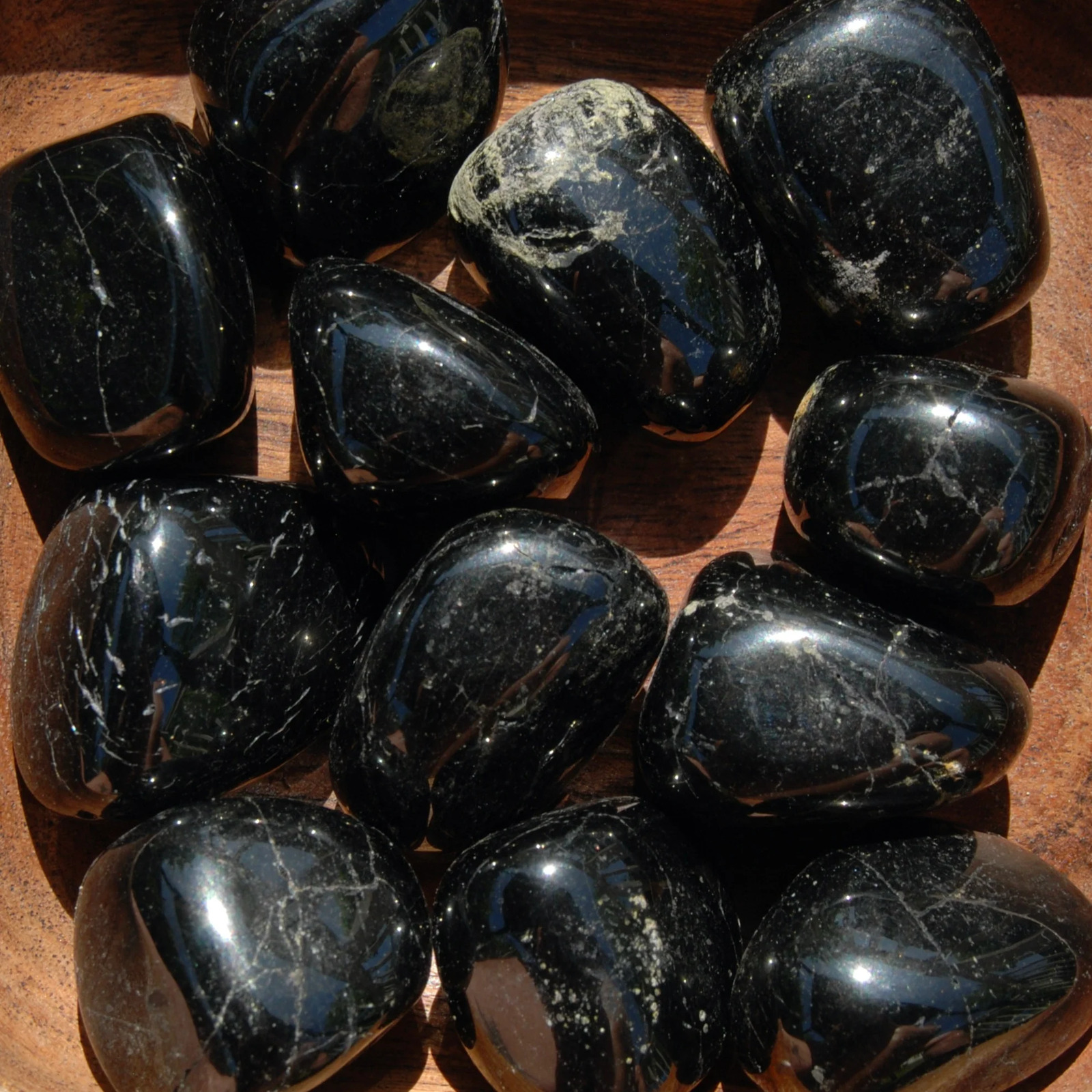 Natural Jet Crystal Tumbled Stones, Large