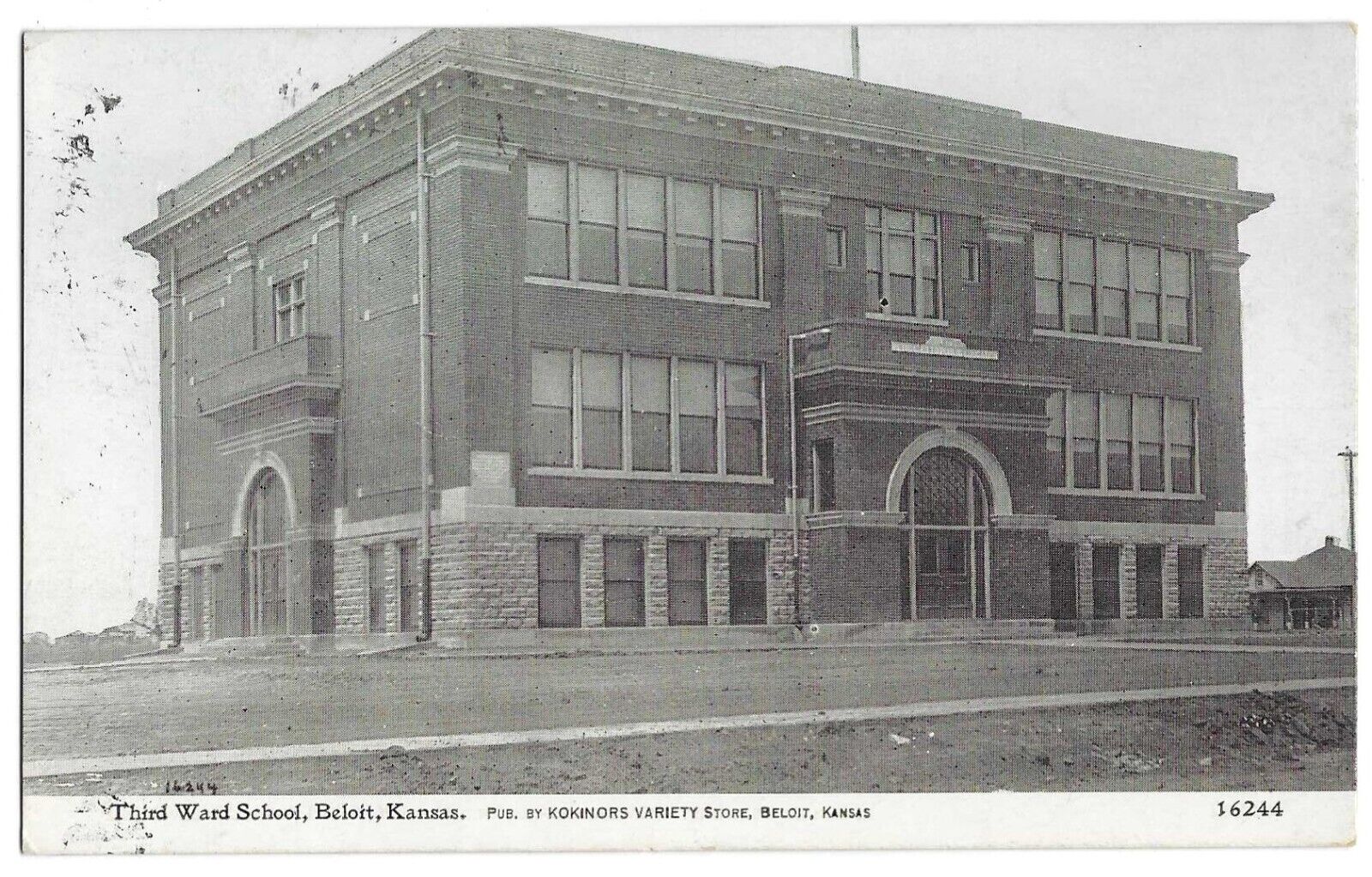 Beloit, KS Kansas 1913 Postcard, Third Ward School by C.U. Williams