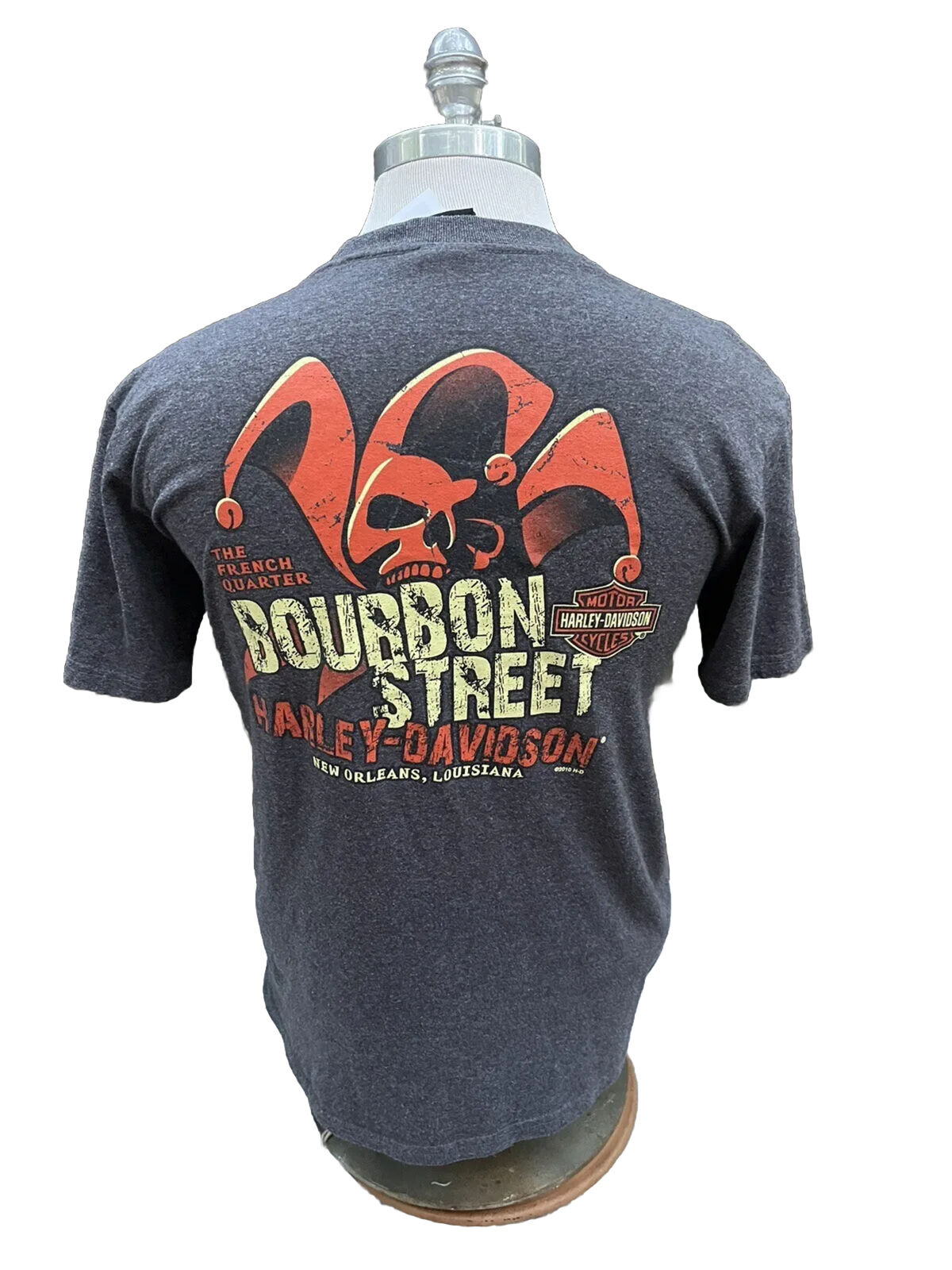 Harley Davidson Gray Graphic Crew Neck T Shirt Medium New Orleans French Quarter