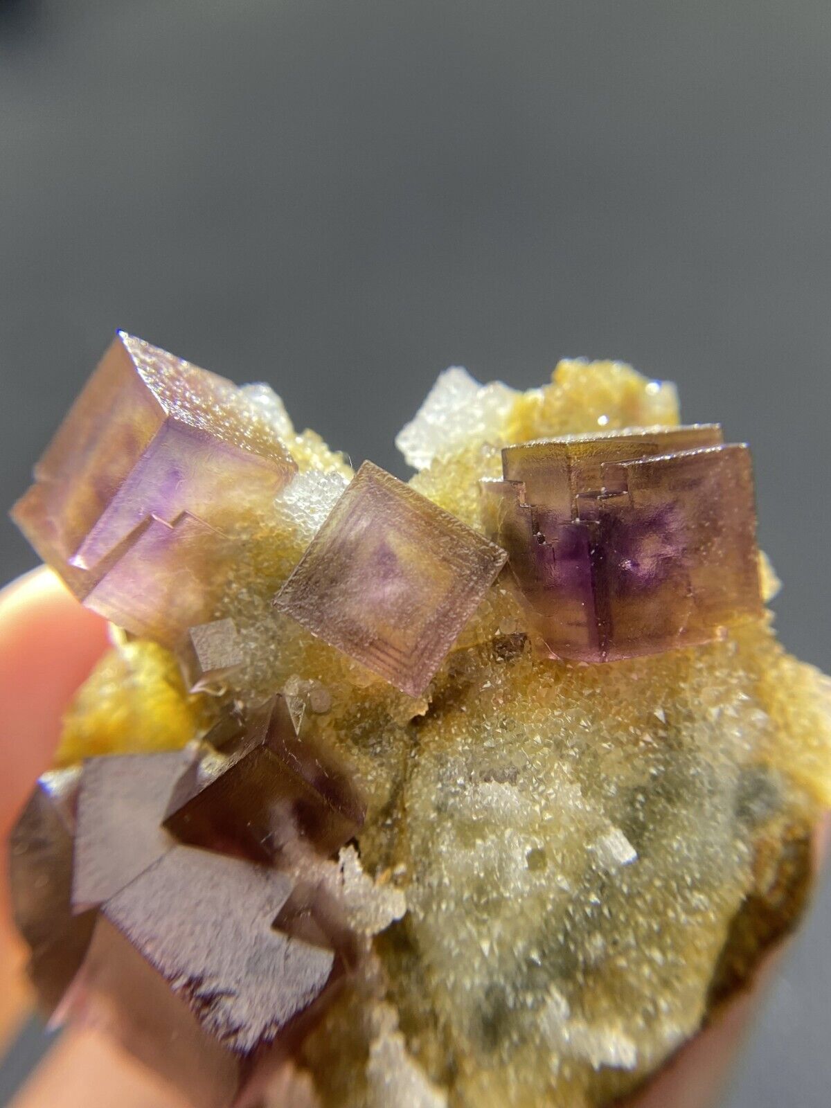 Exquisite natural pink purple multi-layer Phantom window cubic fluorite crystal