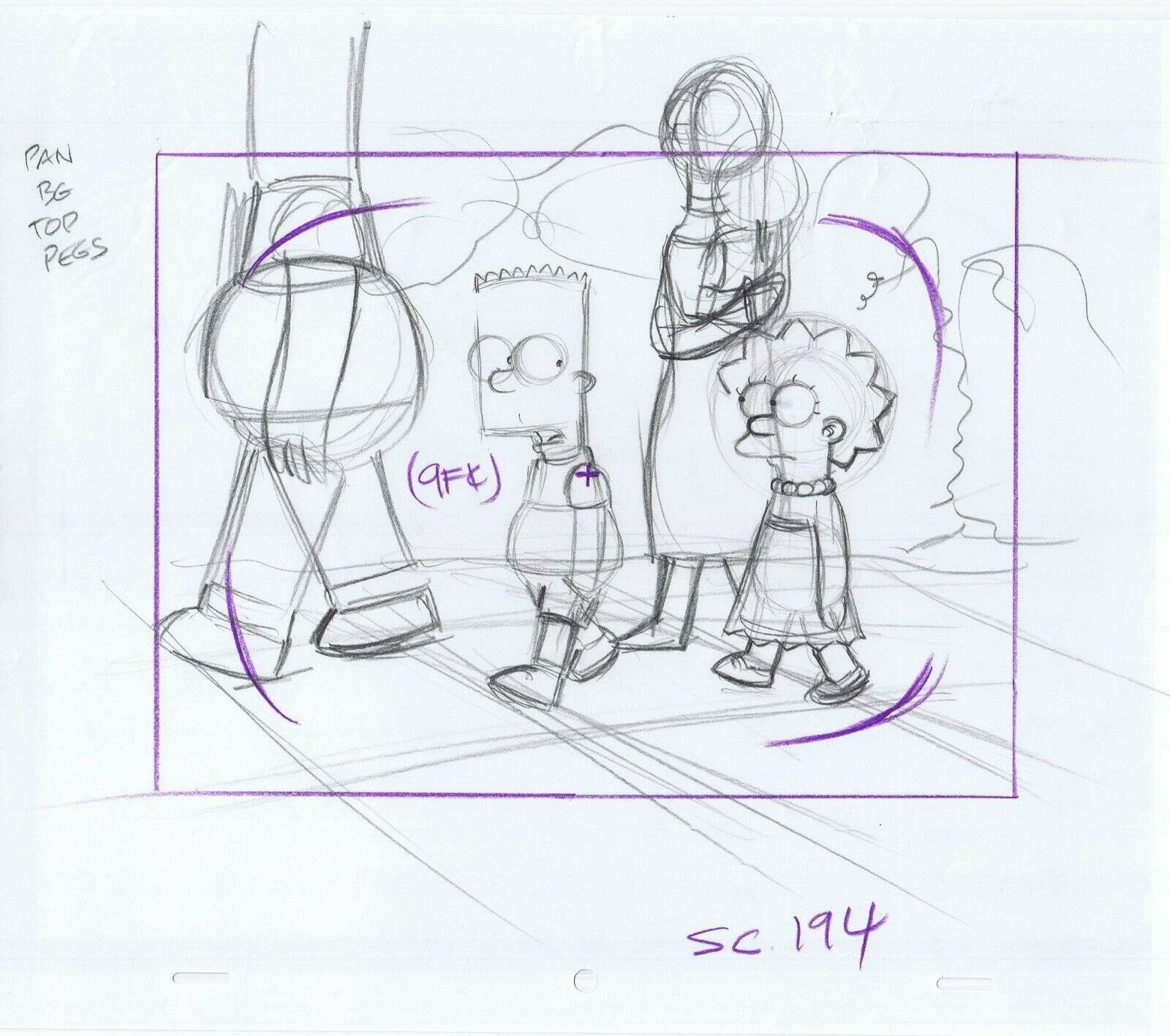 Simpsons Bart Lisa Original Art Animation Production Pencils Comps 9F¢ + SC 194