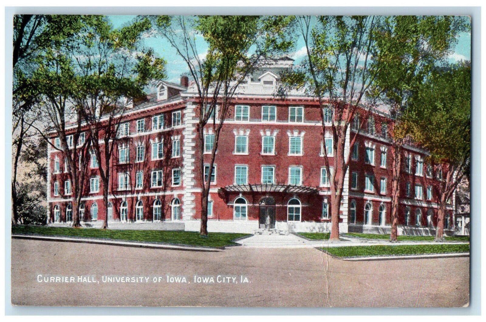 1930 Entrance To Currier Hall University Of Iowa Building Iowa City IA Postcard