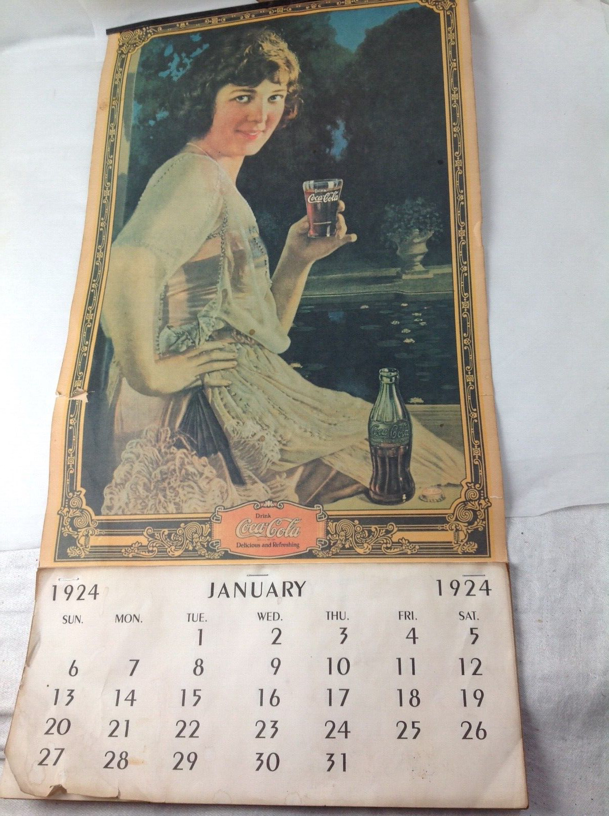 1924  Coca Cola Calendar Wall calendar 21 1/2 x 11 Reproduction 1974