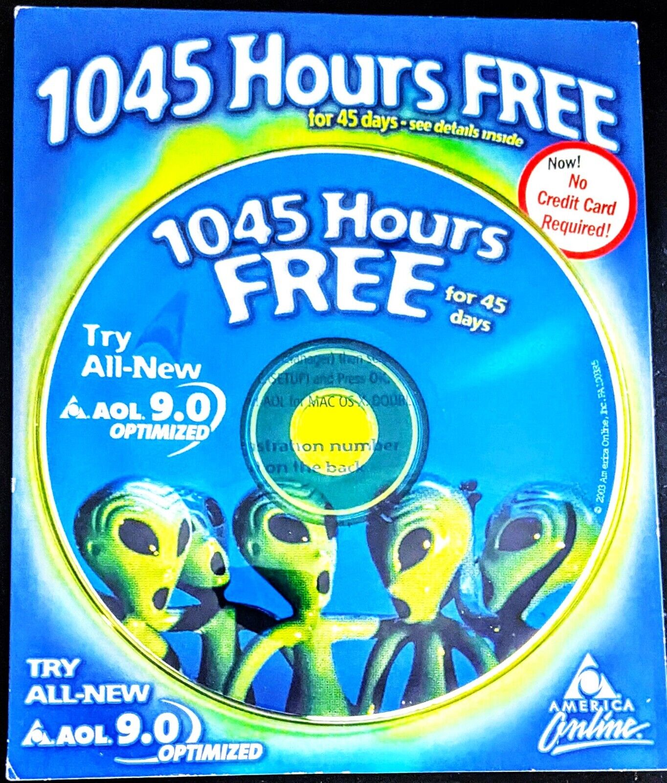 LITTLE GREEN MEN America Online Collectible / Install Disc AOL CD v9.0, Rare