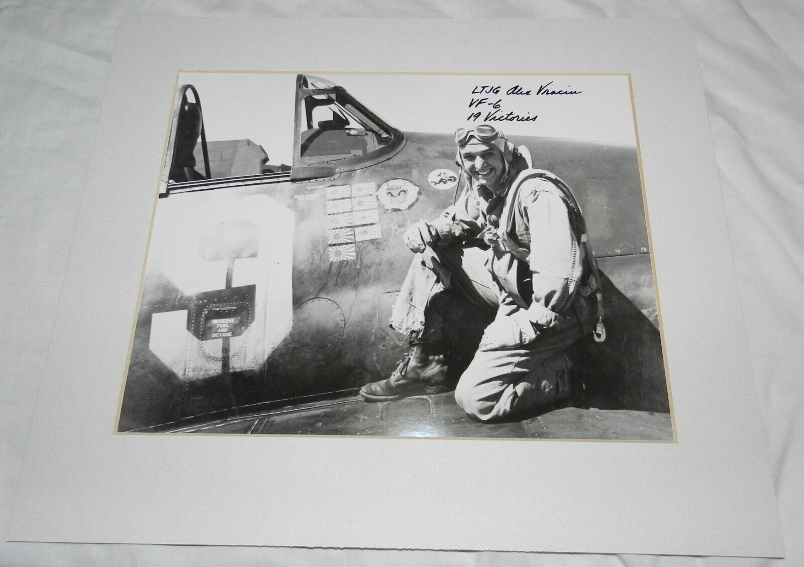 Vintage Autographed Photo - LTJG Alex Vraciu - WWII Pilot with 19 Victories