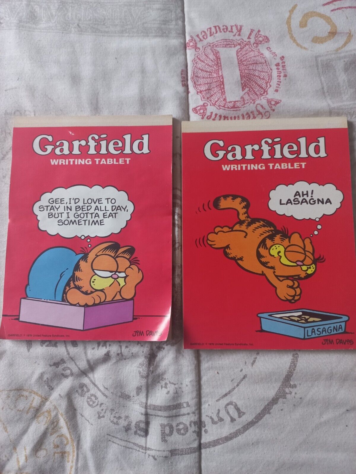 2 Vintage 1978 Garfield Writing Tablets New Old Stock By Jim Davis