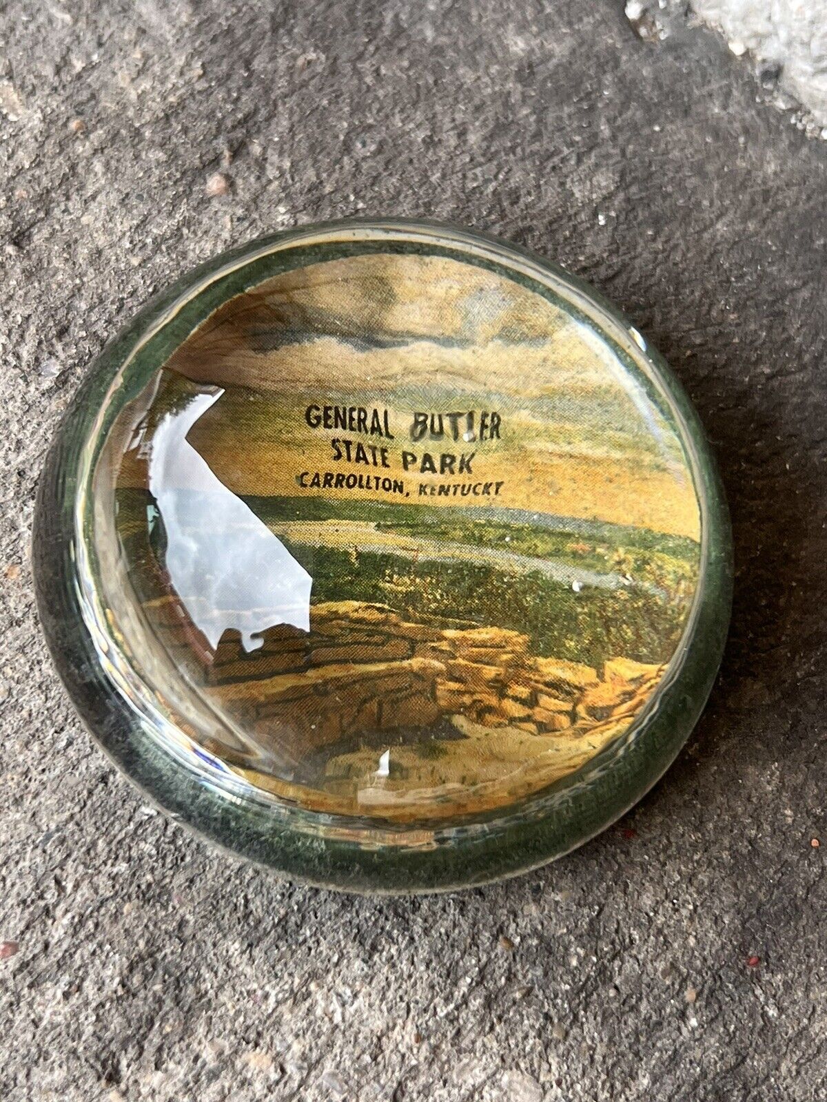 Antique Glass Paperweight General Butler State Park Carrolton, KY
